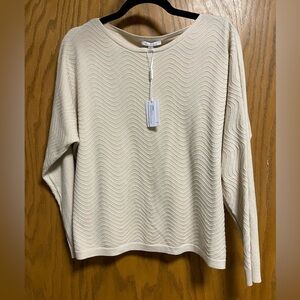 Vila Milano Women L Soft Stretchy Winter White Textured Sweater Dolman SleeveNWT